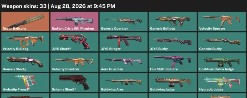 Valorant account inventory for LVL 83 · Aero Phantom & Sys Sheriff