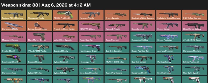 Valorant account inventory for LVL 176 · Araxys Operator & Aemondir Vandal & Aperture Phantom