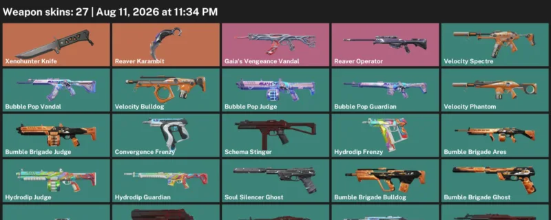 Valorant account inventory for LVL 81 · Reaver Karambit & Xenohunter Knife & 27 Skins Reaver Karambit