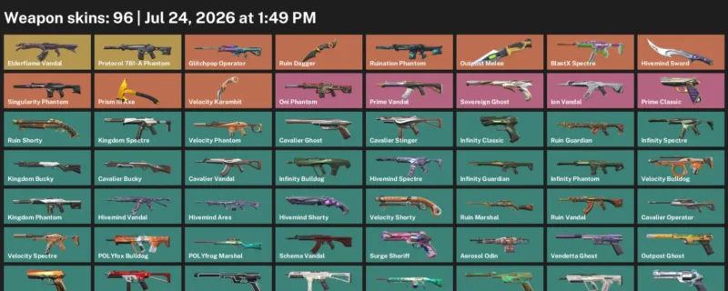 Valorant Accounts listing: LVL 211 · Hivemind Sword & Outpost Melee · 96 Skins - Bronze 2, 96 skins