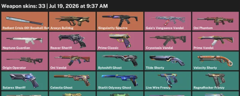 Valorant Accounts listing: LVL 256 · 9 Lives Classic & Araxys Bulldog · 33 Skins - Silver 3, 33 skins