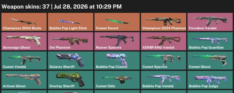 Valorant Accounts listing: LVL 142 · Champions 2024 Blade & Comet Sword · 37 Skins - Bronze 3, 37 skins