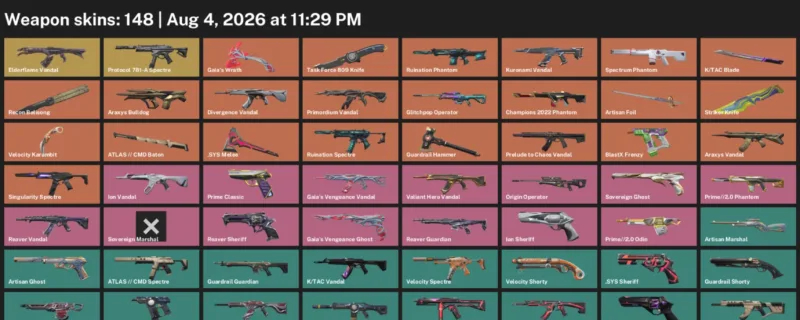 Valorant account inventory for LVL 276 · Velocity Karambit & Tac Blade