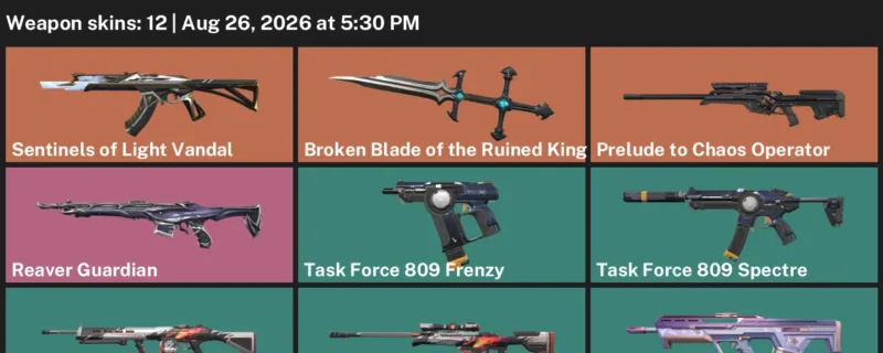Valorant account inventory for LVL 21 · Reaver Guardian & Broken Blade of the Ruined King