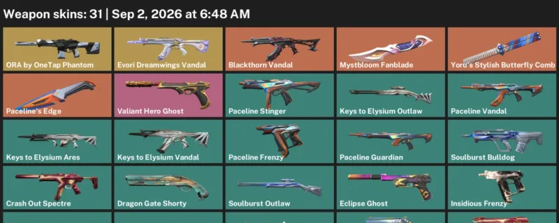 Valorant account inventory for LVL 51 · Blackthorn Vandal & Crash Out Bucky