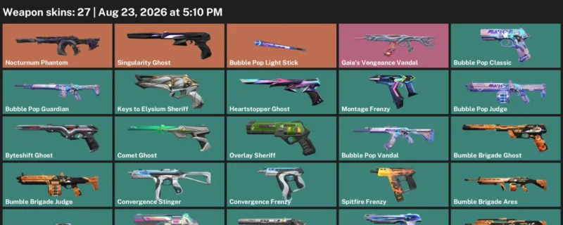Valorant account inventory for LVL 236 · Bubble Pop Vandal & Bubble Pop Judge