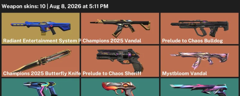 Valorant account inventory for LVL 152 · Champions 2025 Butterfly Knife & Champions 2025 Vandal