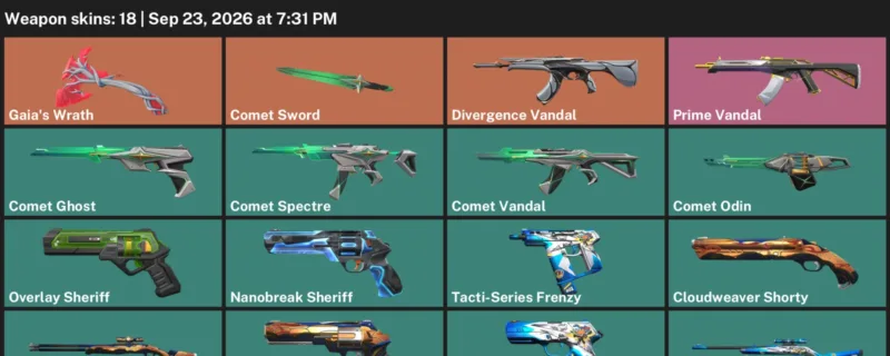 Valorant account inventory for LVL 81 · Cloudweaver Sheriff & Comet Odin