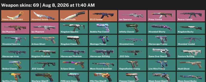 Valorant account inventory for LVL 275 · 2.0 Karambit & Kingdom Knife