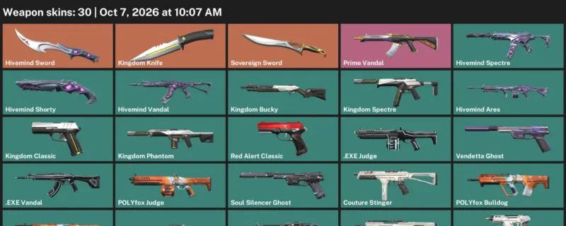 Valorant account inventory for LVL 55 · Kingdom Knife & Exe Vandal
