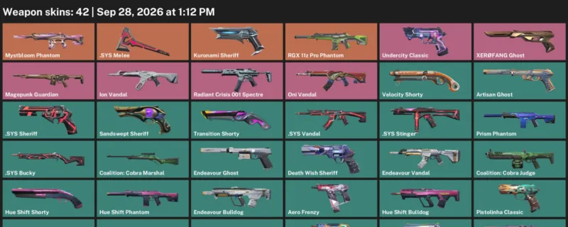 Valorant account inventory for LVL 244 · Sys Vandal & Sys Sheriff