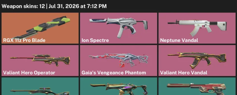 Valorant account inventory for LVL 35 · Neptune Vandal & Gaia's Vengeance Phantom