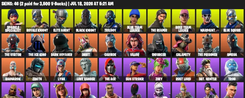 Fortnite Accounts listing: LVL 470 - Sparkle Specialist - Royale Knight - 46 Outfits - 46 outfits