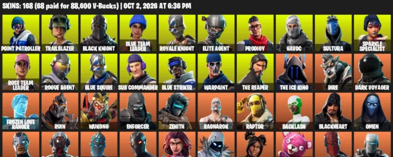 Fortnite account inventory for Point Patroller - Trailblazer - 120 Outfits