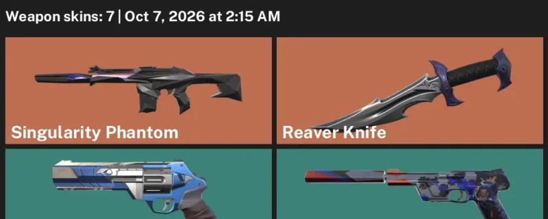 Valorant account inventory for LVL 111 · Reaver Knife & Singularity Phantom