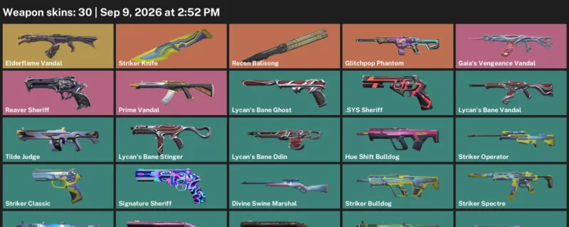 Valorant account inventory for LVL 34 · Striker Knife & Sys Sheriff