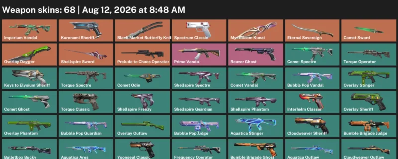 Valorant account inventory for LVL 157 · Overlay Dagger & 68 Skins Black.Market Butterfly Knife