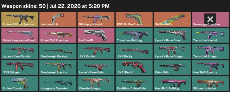 Valorant Accounts listing: LVL 93 · Ion Karambit & Striker Knife · 50 Skins - Silver 3, 50 skins