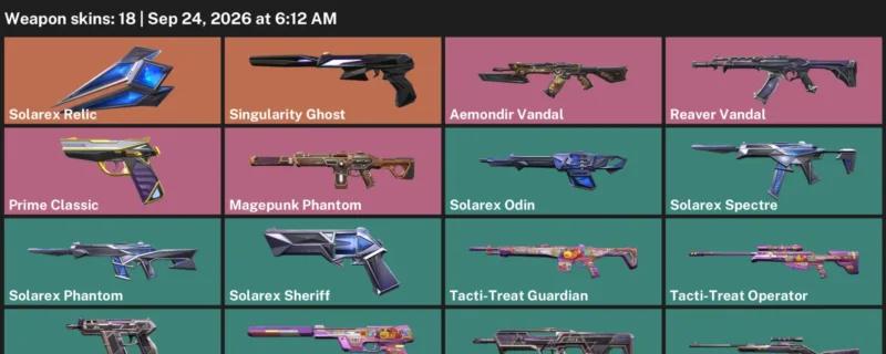 Valorant account inventory for LVL 49 · Reaver Vandal & Aemondir Vandal & Magepunk Phantom