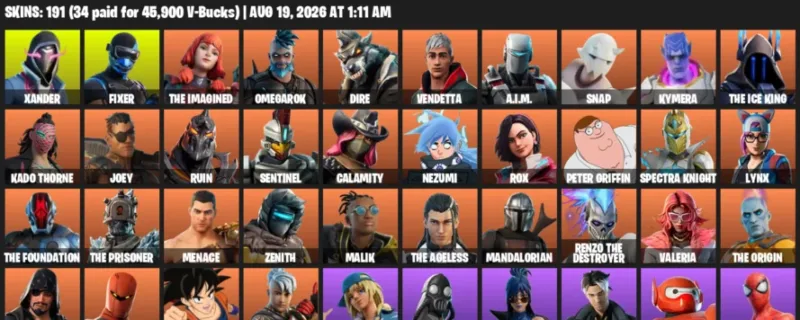 Fortnite account inventory for LVL 2864 - Xander - Fixer - 191 Outfits