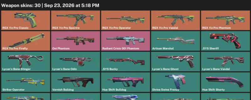 Valorant account inventory for LVL 72 · Sys Sheriff & Coalition: Cobra Odin