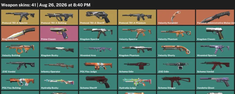 Valorant account inventory for LVL 75 · Velocity Karambit & 41 Skins Kingdom Knife