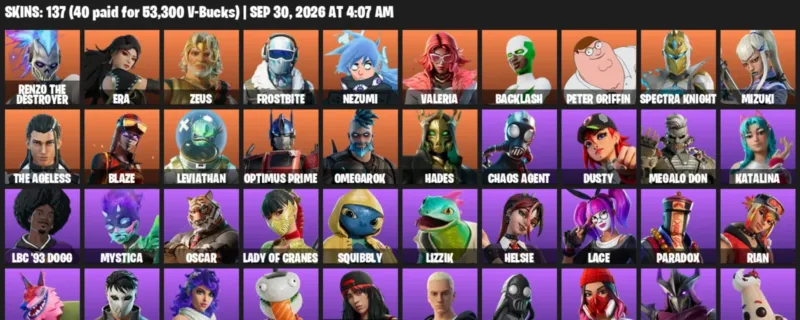 Fortnite account inventory for Renzo the Destroyer - Era - 120 Outfits