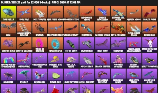 Fortnite account inventory for LVL 6576 - Darth Vader - Travis Scott - 604 Outfits