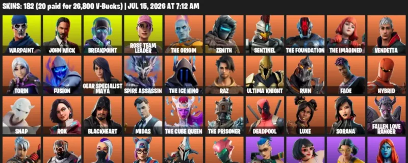 LVL 2412 - Warpaint - John Wick - 182 Outfits
