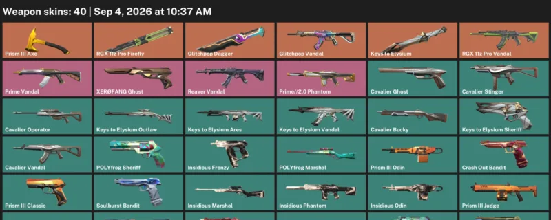 Valorant account inventory for LVL 155 · Glitchpop Dagger & Cavalier Vandal