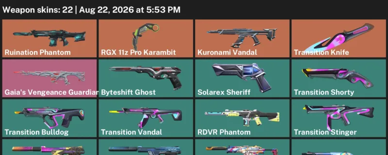 Valorant account inventory for LVL 118 · RGX 11z Pro Karambit & Transition Knife