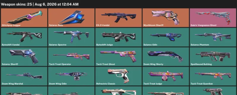 Valorant account inventory for LVL 47 · Glitchpop Dagger & EX.O Vandal