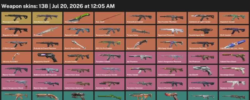 Valorant Accounts listing: LVL 316 · Byteshift Knife & Overlay Dagger · 138 Skins - Ascendant 1, 138 skins