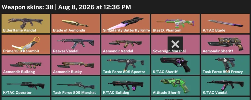 Valorant account inventory for LVL 54 · 2.0 Karambit & Tac Blade