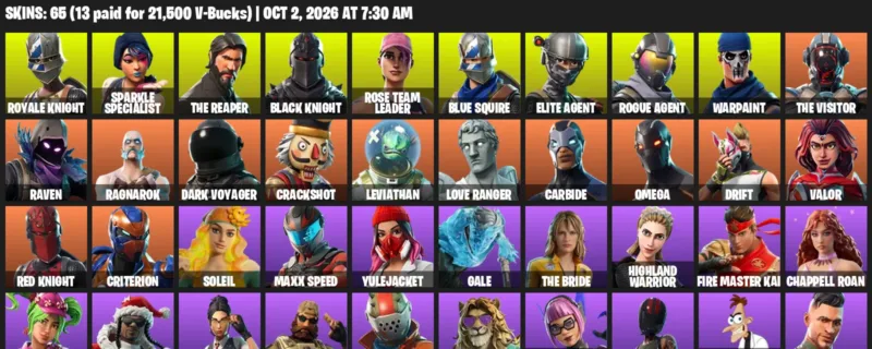 Fortnite account inventory for Royale Knight - Sparkle Specialist - 65 Outfits