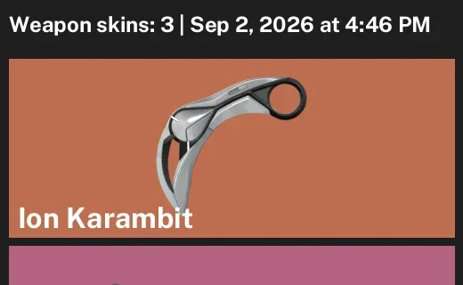 Valorant account inventory for LVL 30 · Ion Karambit & Origin Vandal