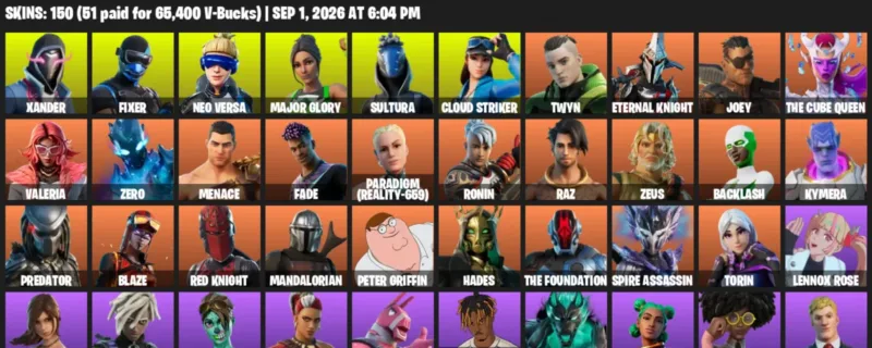 Fortnite account inventory for LVL 2376 - Xander - Fixer - 150 Outfits