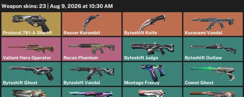 Valorant account inventory for LVL 133 · Byteshift Knife & Reaver Karambit & 23 Skins Byteshift Knife