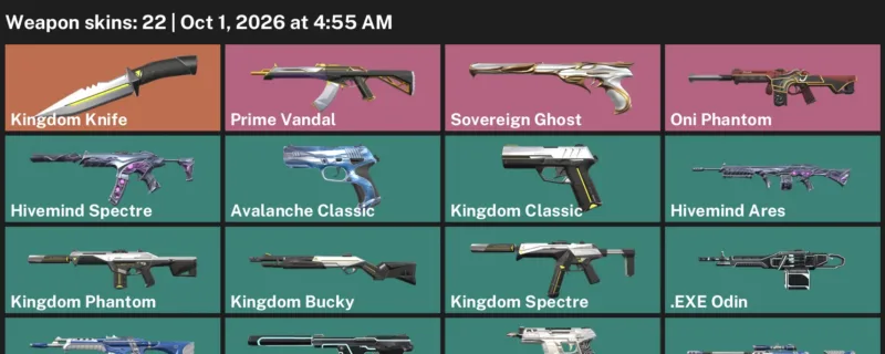 Valorant account inventory for LVL 20 · Kingdom Knife & Exe Vandal