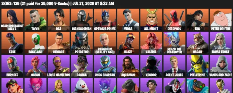 Fortnite Accounts listing: LVL 1700 - Gear Specialist Maya - Twyn - 125 Outfits - 125 outfits