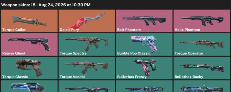 Valorant account inventory for LVL 72 · Helix Phantom & 18 Skins Bolt Phantom