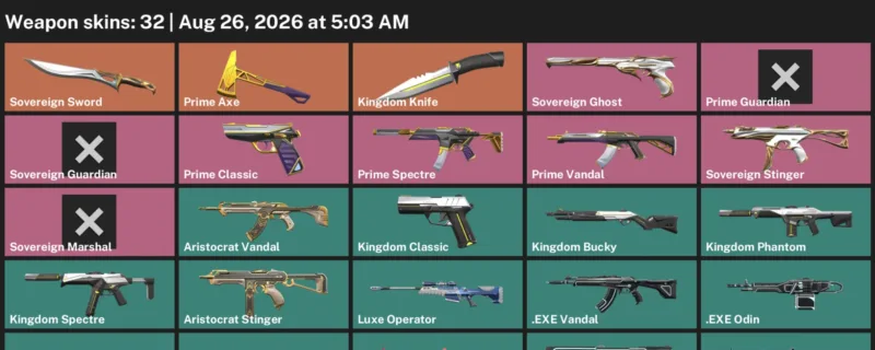 Valorant account inventory for LVL 8 · Kingdom Knife & Sovereign Sword & 32 Skins Kingdom Knife