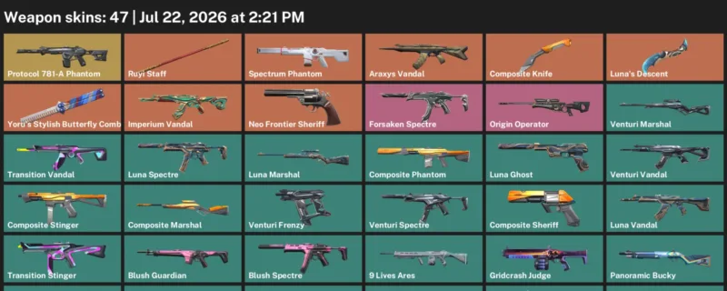 Valorant Accounts listing: LVL 88 · Composite Knife & Yoru's Stylish Butterfly Comb · 47 Skins - Bronze 2, 47 skins