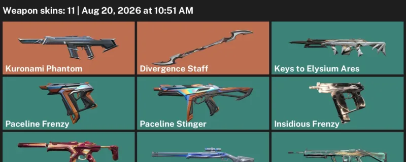 Valorant account inventory for LVL 31 · Kuronami Phantom & Paceline Frenzy