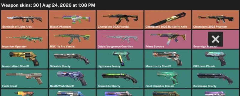 Valorant account inventory for LVL 265 · Champions 2022 Butterfly Knife & Champions 2023 Vandal
