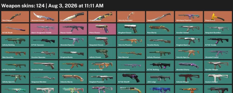 Valorant account inventory for LVL 194 · Velocity Karambit & Tac Blade