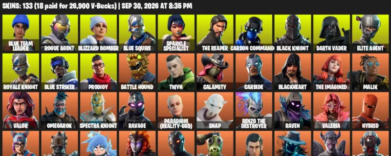 Fortnite account inventory for Blue Team Leader - Rogue Agent - 120 Outfits