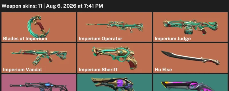 Valorant account inventory for LVL 133 · Imperium Vandal & Imperium Sheriff
