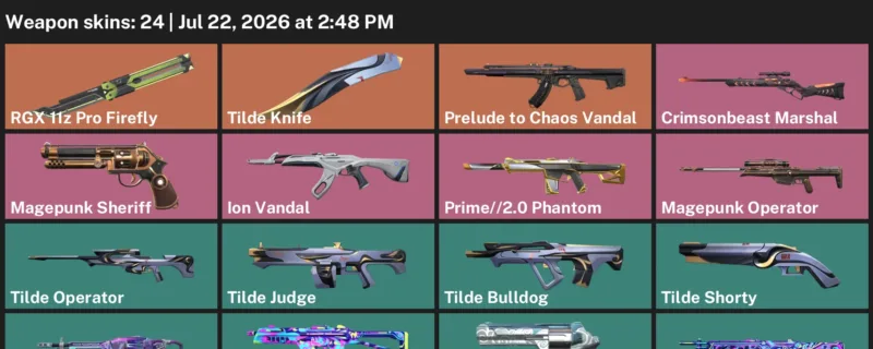Valorant Accounts listing: LVL 83 · Tilde Knife · 24 Skins - Platinum 1, 24 skins