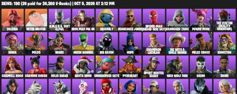 Fortnite account inventory for Valeria - Peter Griffin - 120 Outfits